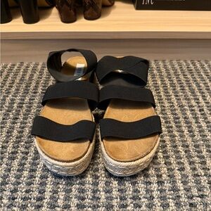 Steve Madden Jacklin Black Espadrille Platform Sandals